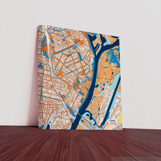 Gomel Belarus Colorful City Map Canvas Print
