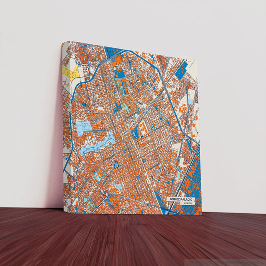 Gómez Palacio Mexico Colorful City Map Canvas Print
