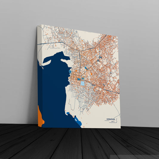 Gonaïves Haiti Colorful City Map Canvas Print