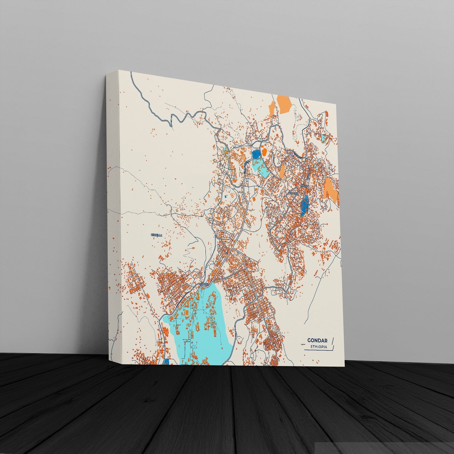 Gondar Ethiopia Colorful City Map Canvas Print