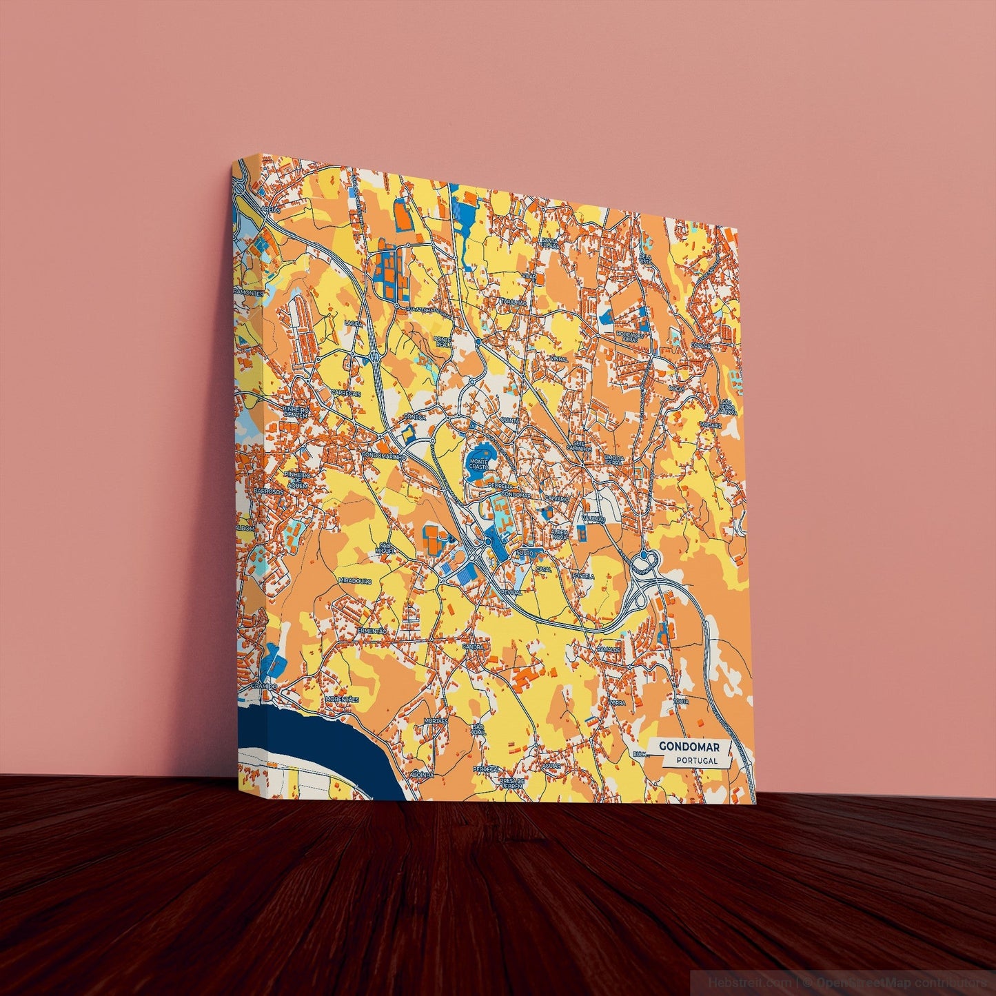 Gondomar Portugal Colorful City Map Canvas Print