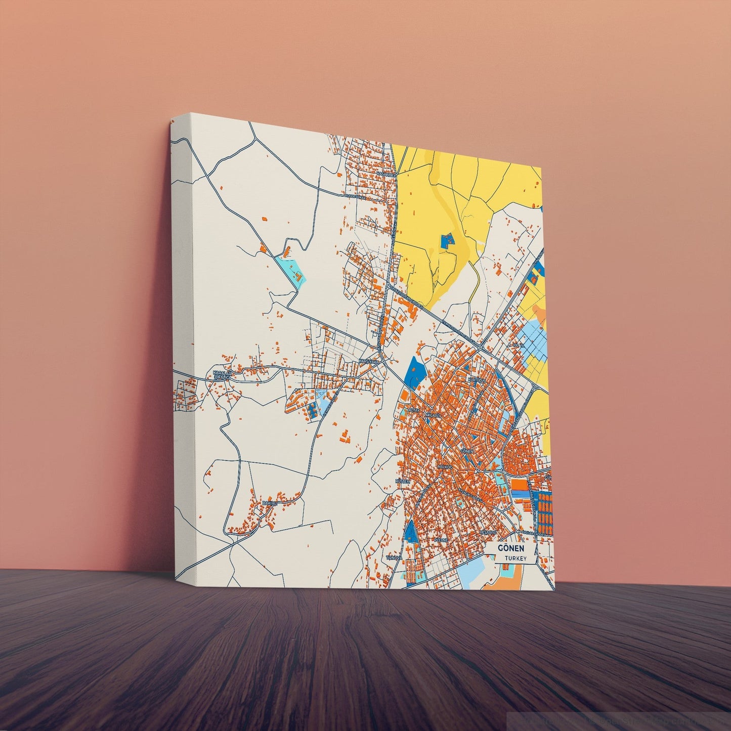 Gönen Turkey Colorful City Map Canvas Print