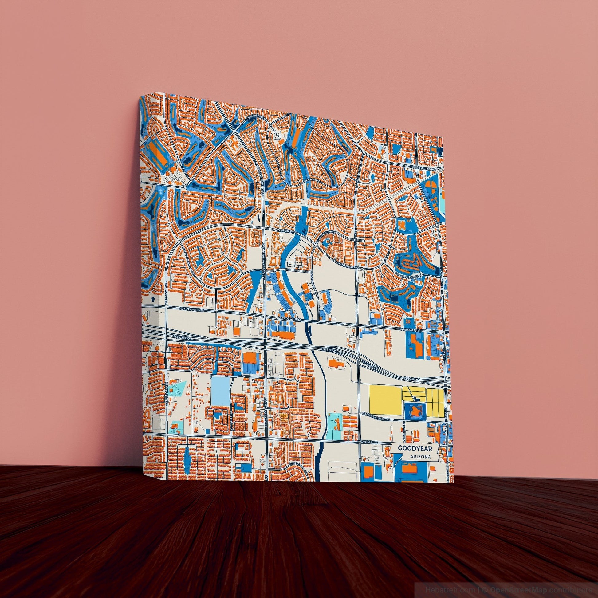 Goodyear Arizona Colorful City Map Canvas Print