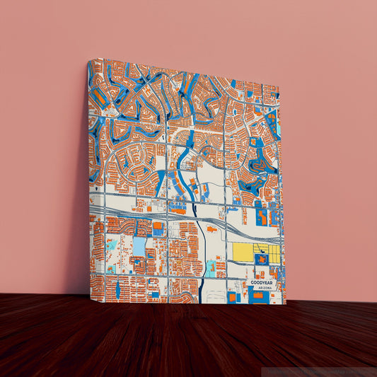 Goodyear Arizona Colorful City Map Canvas Print