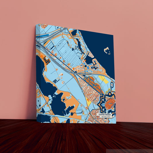 Gooisemeren Netherlands Colorful City Map Canvas Print