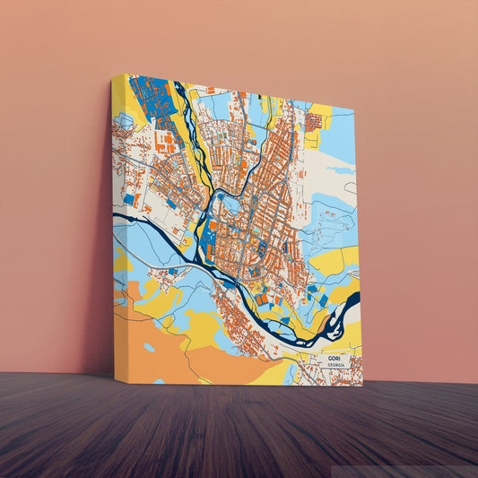 Gori Georgia Colorful City Map Canvas Print