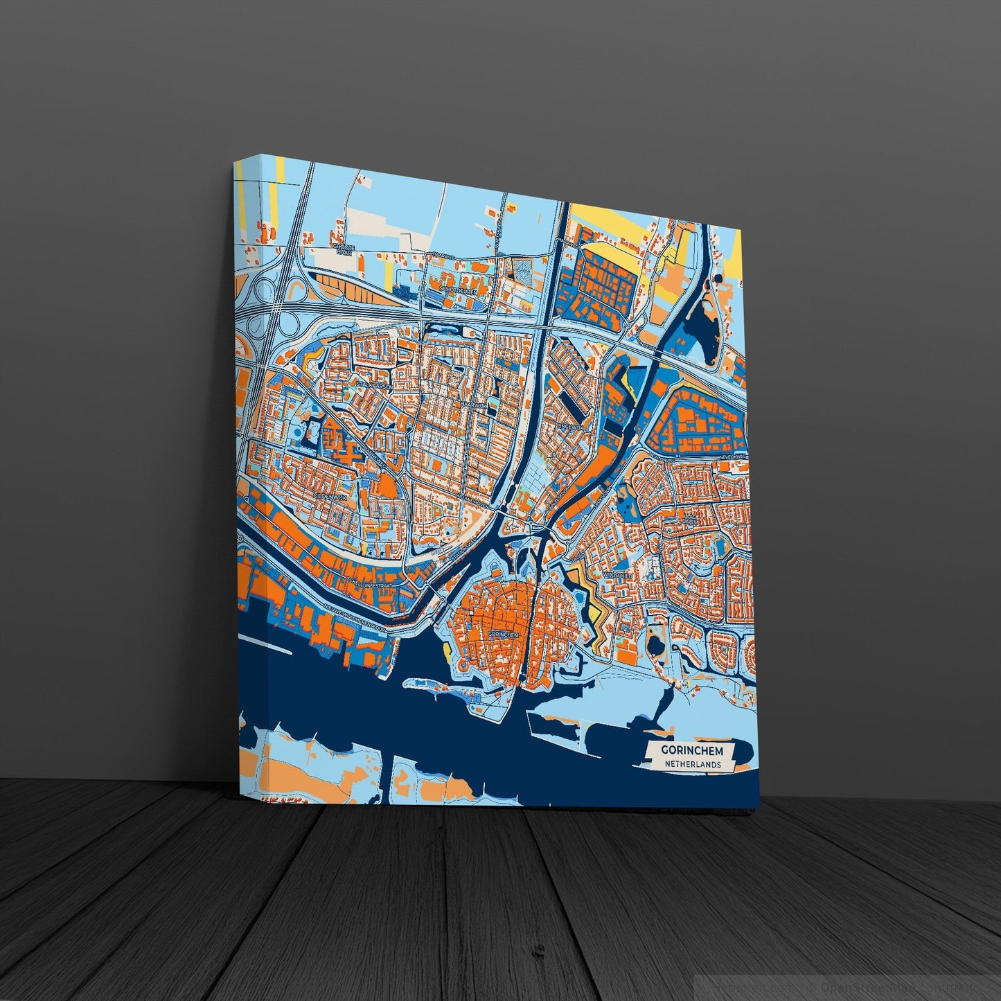 Gorinchem Netherlands Colorful City Map Canvas Print