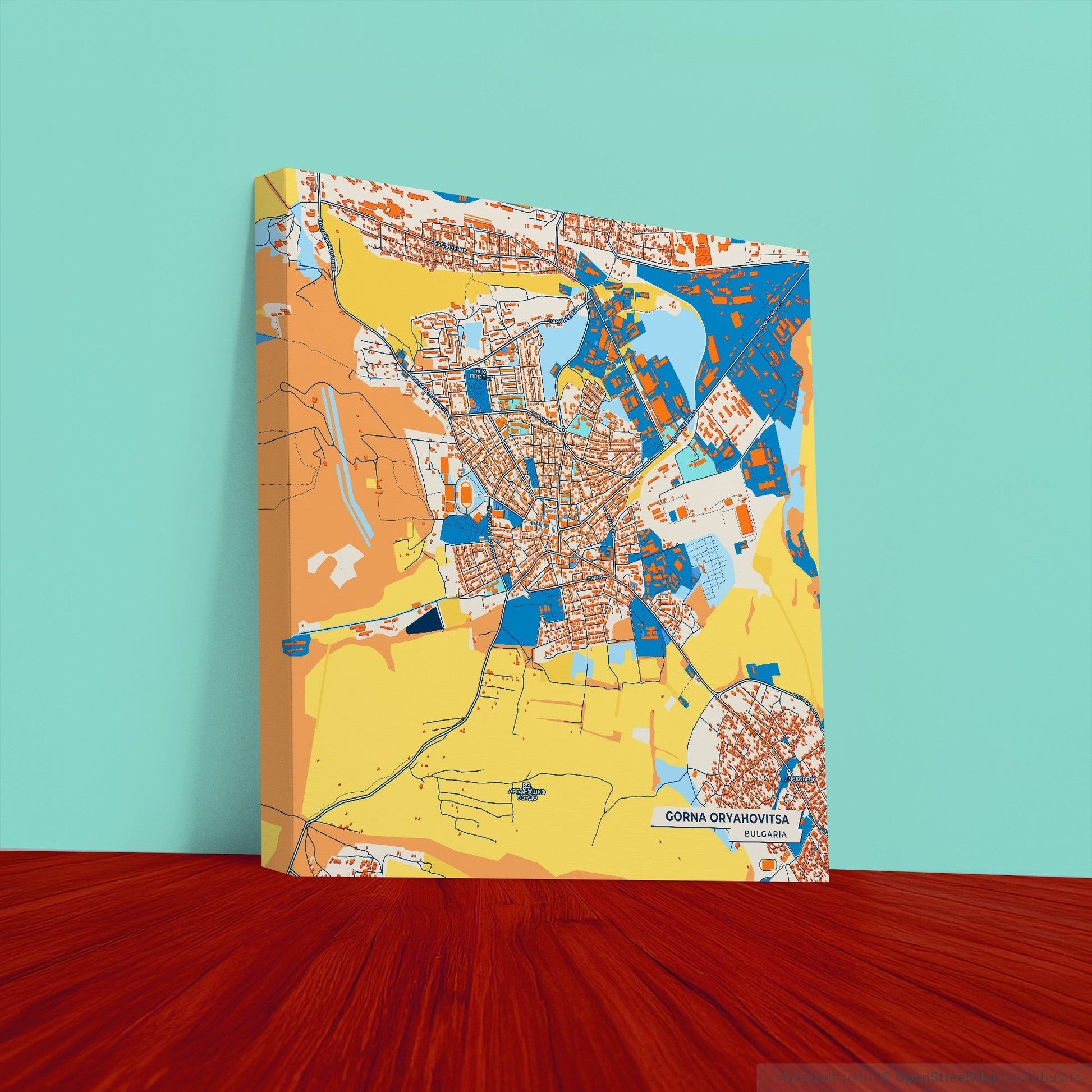 Горна Оряховица Bulgaria Colorful City Map Canvas Print