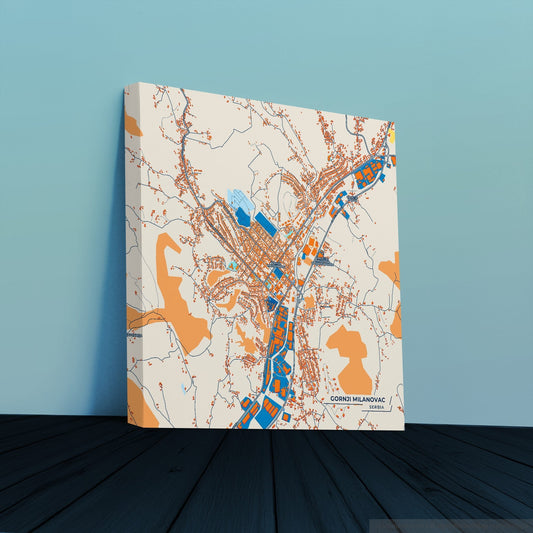 Горњи Милановац Serbia Colorful City Map Canvas Print