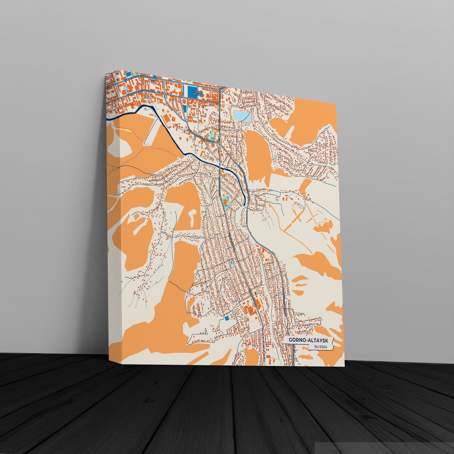 Горно-Алтайск Russia Colorful City Map Canvas Print