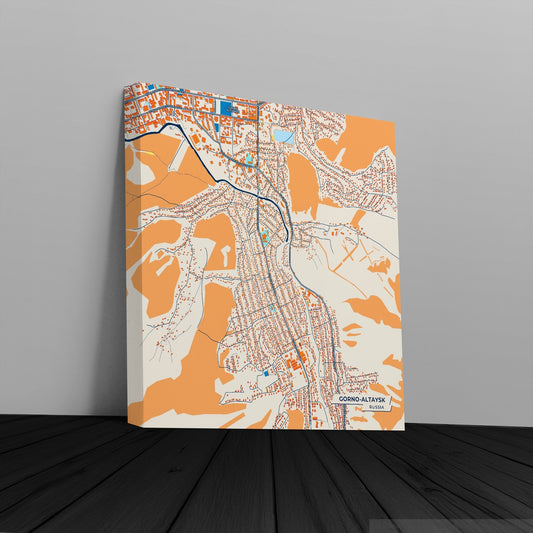 Горно-Алтайск Russia Colorful City Map Canvas Print