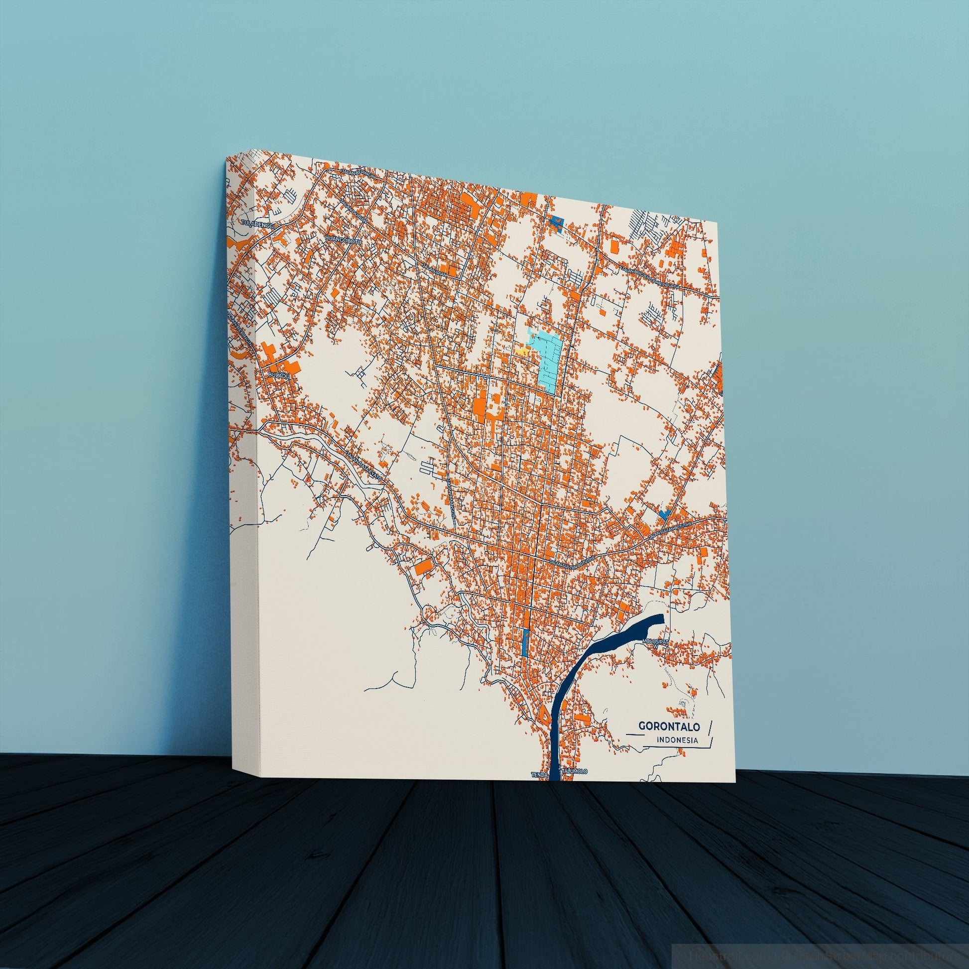 Gorontalo Indonesia Colorful City Map Canvas Print