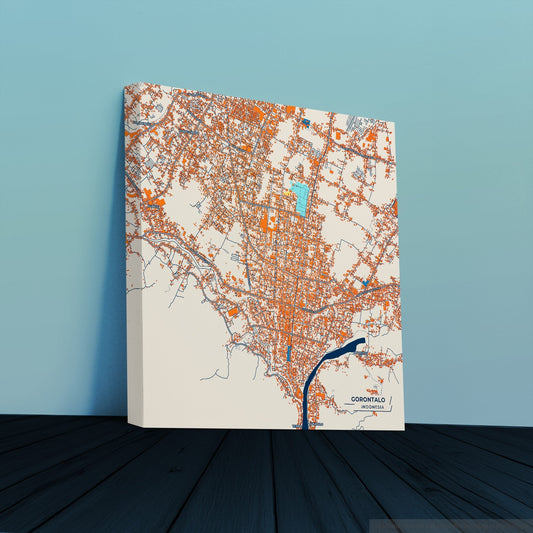 Gorontalo Indonesia Colorful City Map Canvas Print