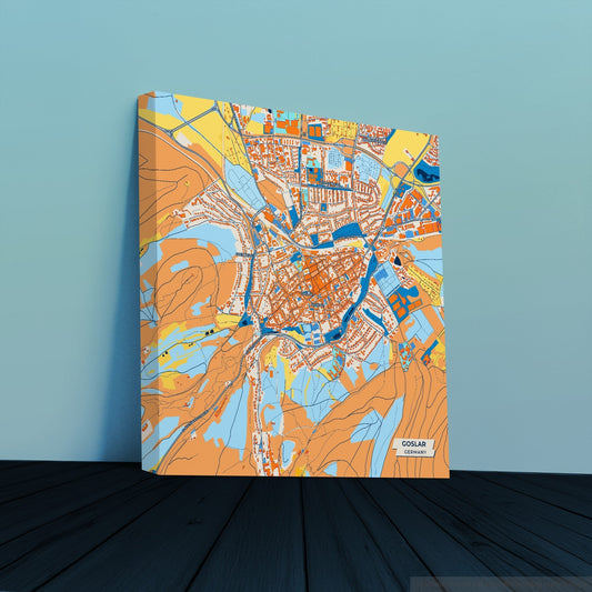 Goslar Germany Colorful City Map Canvas Print