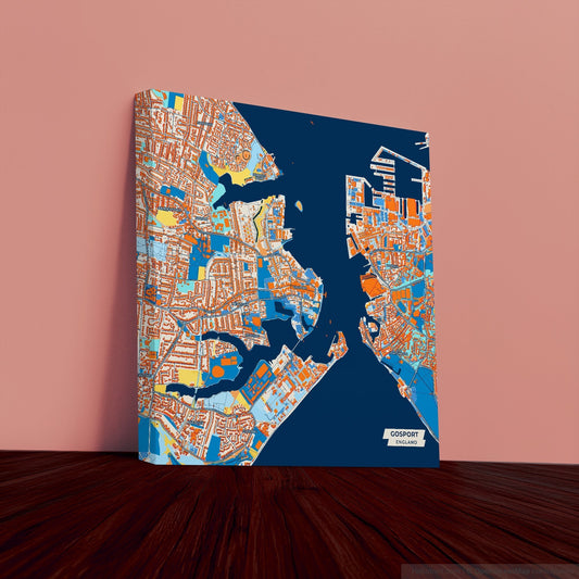 Gosport England Colorful City Map Canvas Print