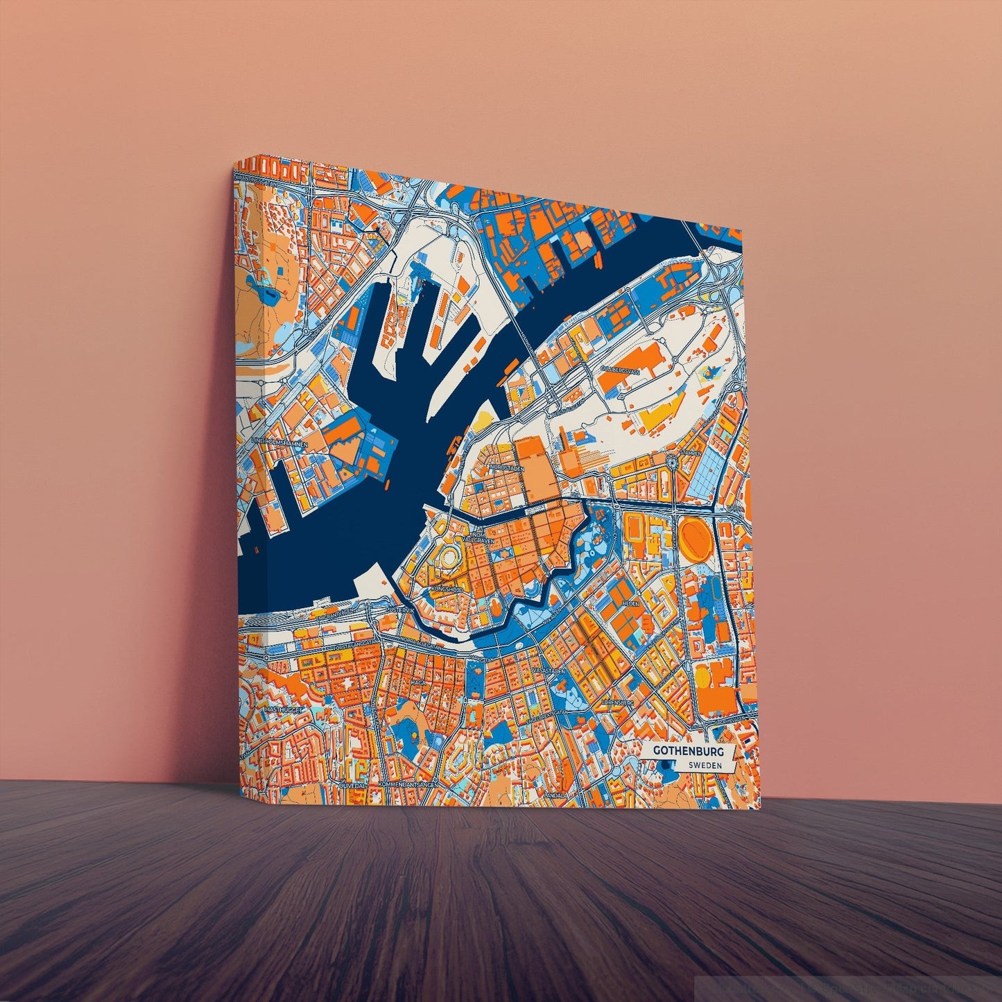 Göteborg Sweden Colorful City Map Canvas Print