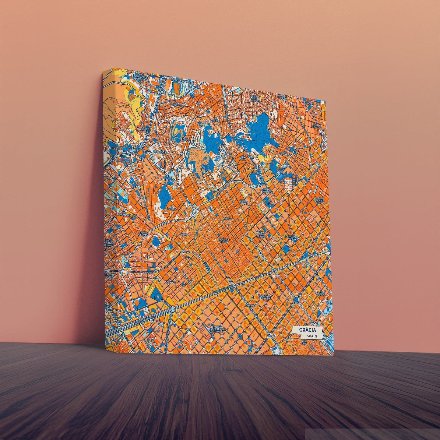 Gràcia Spain Colorful City Map Canvas Print