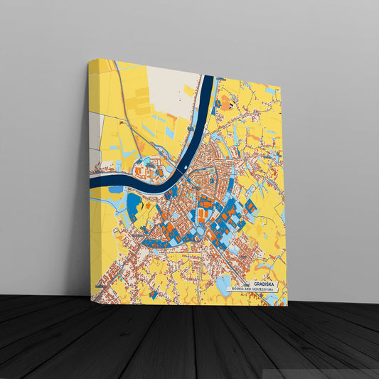 Gradiška Bosnia And Herzegovina Colorful City Map Canvas Print