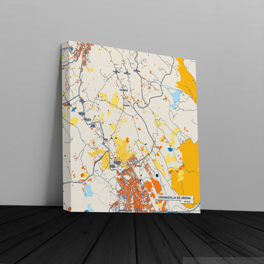 Granadilla De Abona Spain Colorful City Map Canvas Print