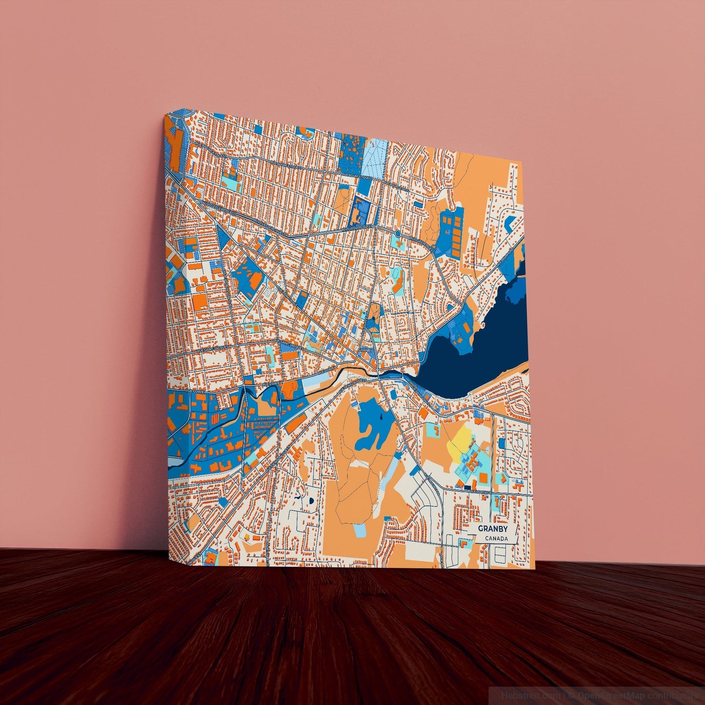 Granby Canada Colorful City Map Canvas Print