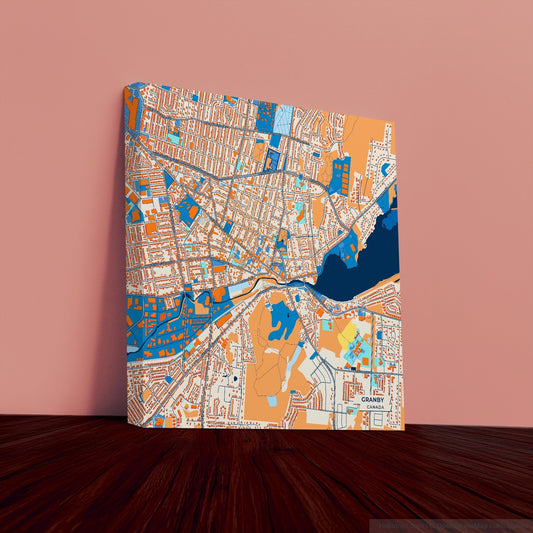 Granby Canada Colorful City Map Canvas Print