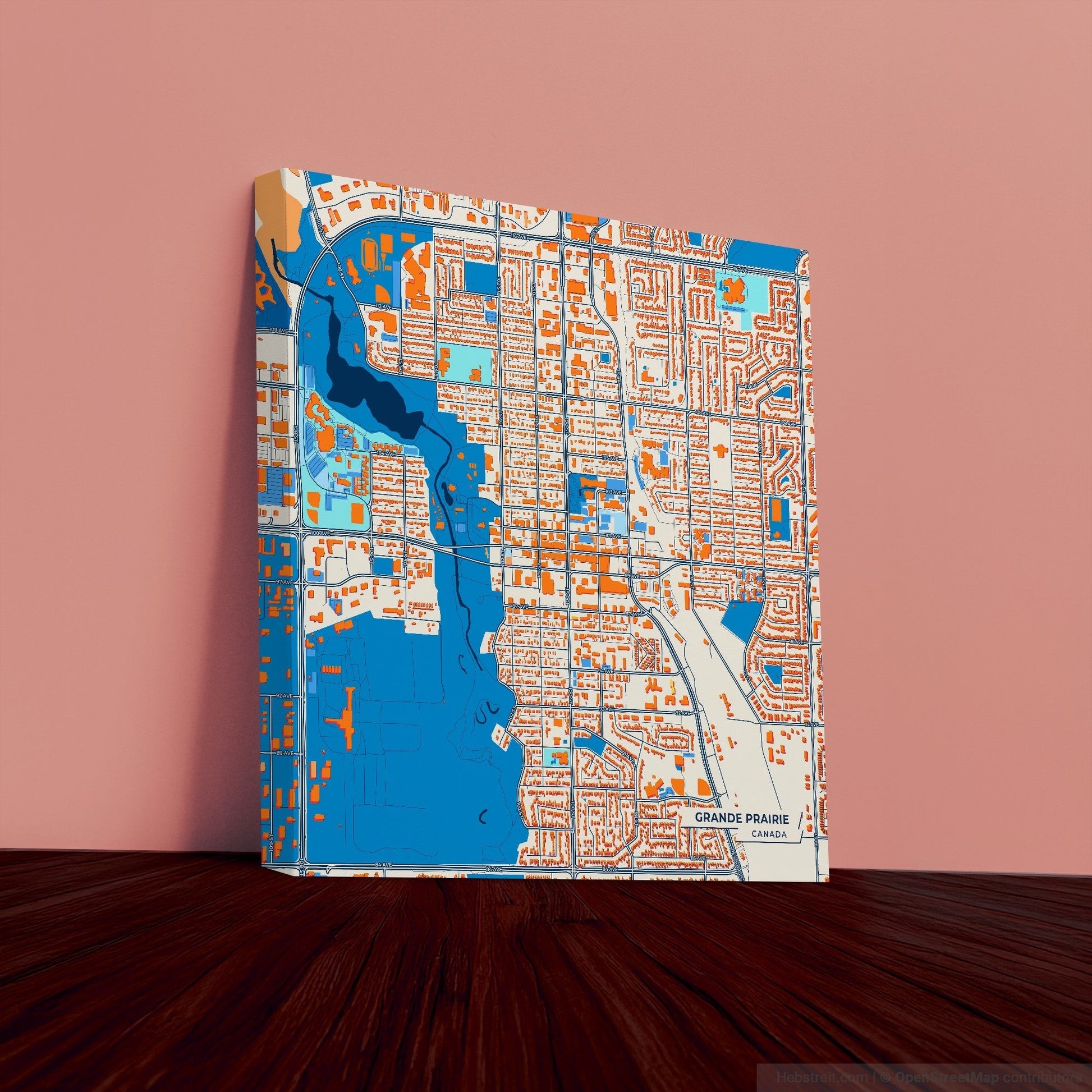 Grande Prairie Canada Colorful City Map Canvas Print