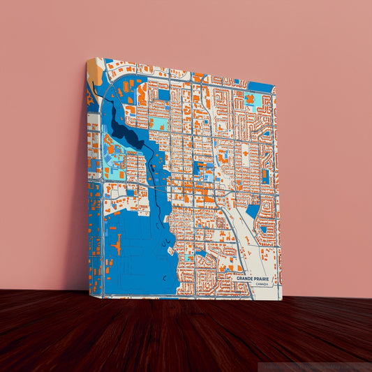 Grande Prairie Canada Colorful City Map Canvas Print