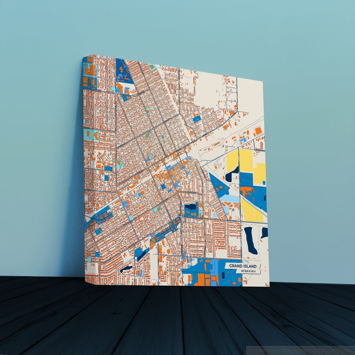 Grand Island Nebraska Colorful City Map Canvas Print