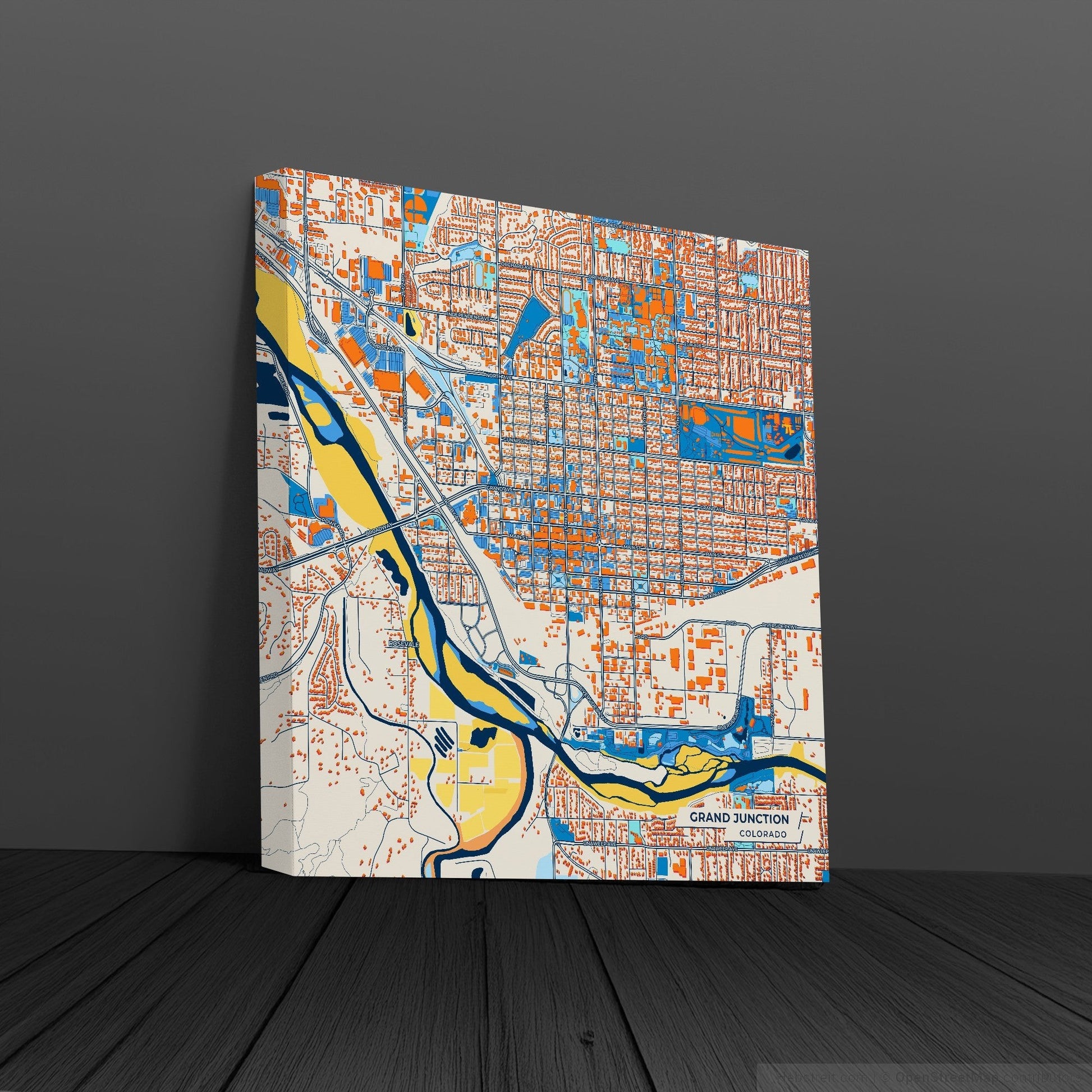 Grand Junction Colorado Colorful City Map Canvas Print