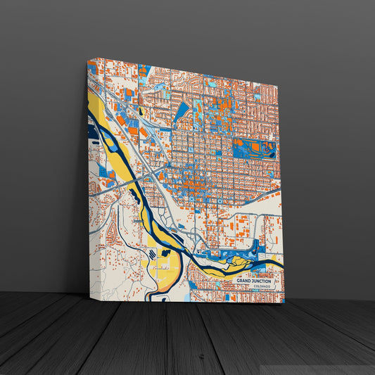 Grand Junction Colorado Colorful City Map Canvas Print