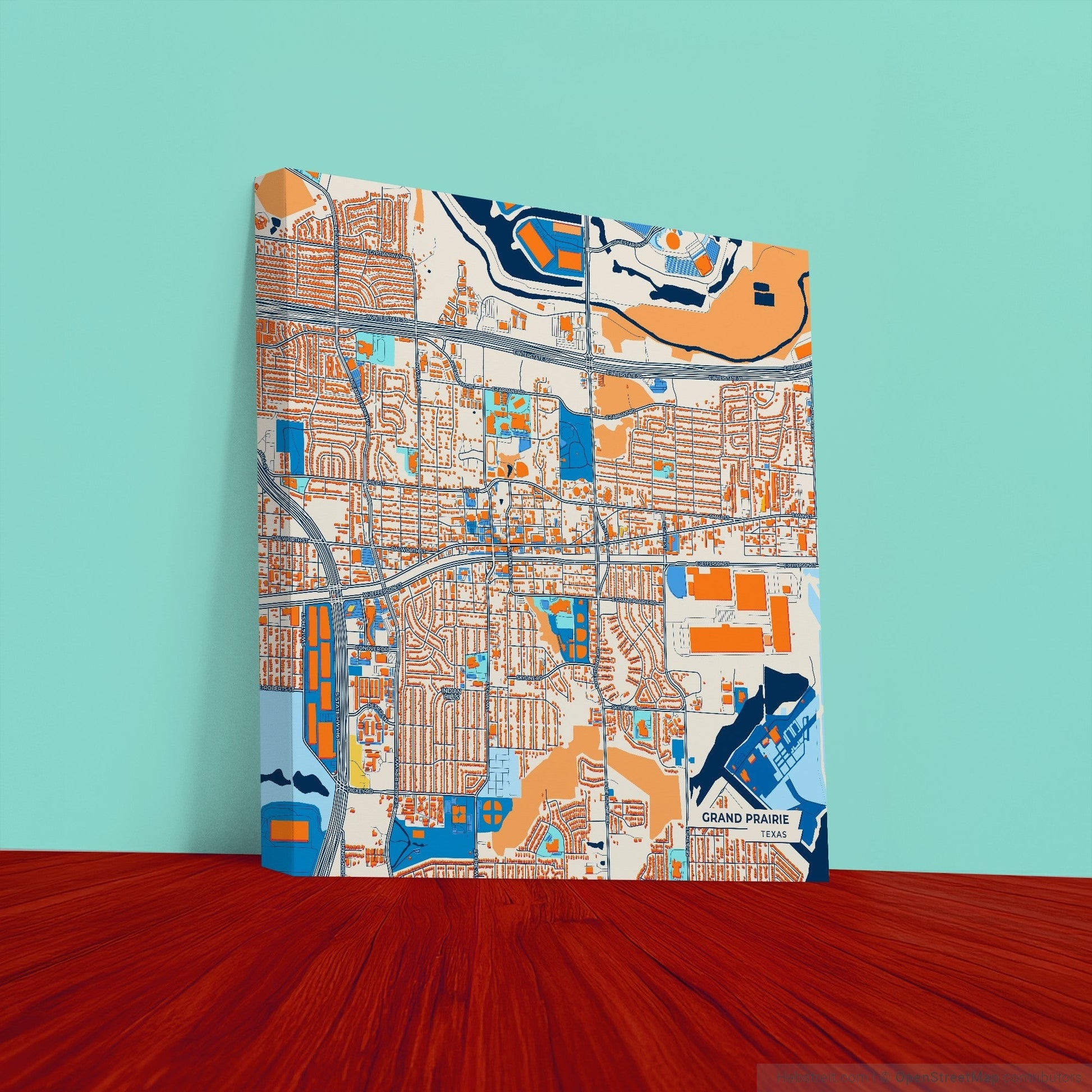 Grand Prairie Texas Colorful City Map Canvas Print