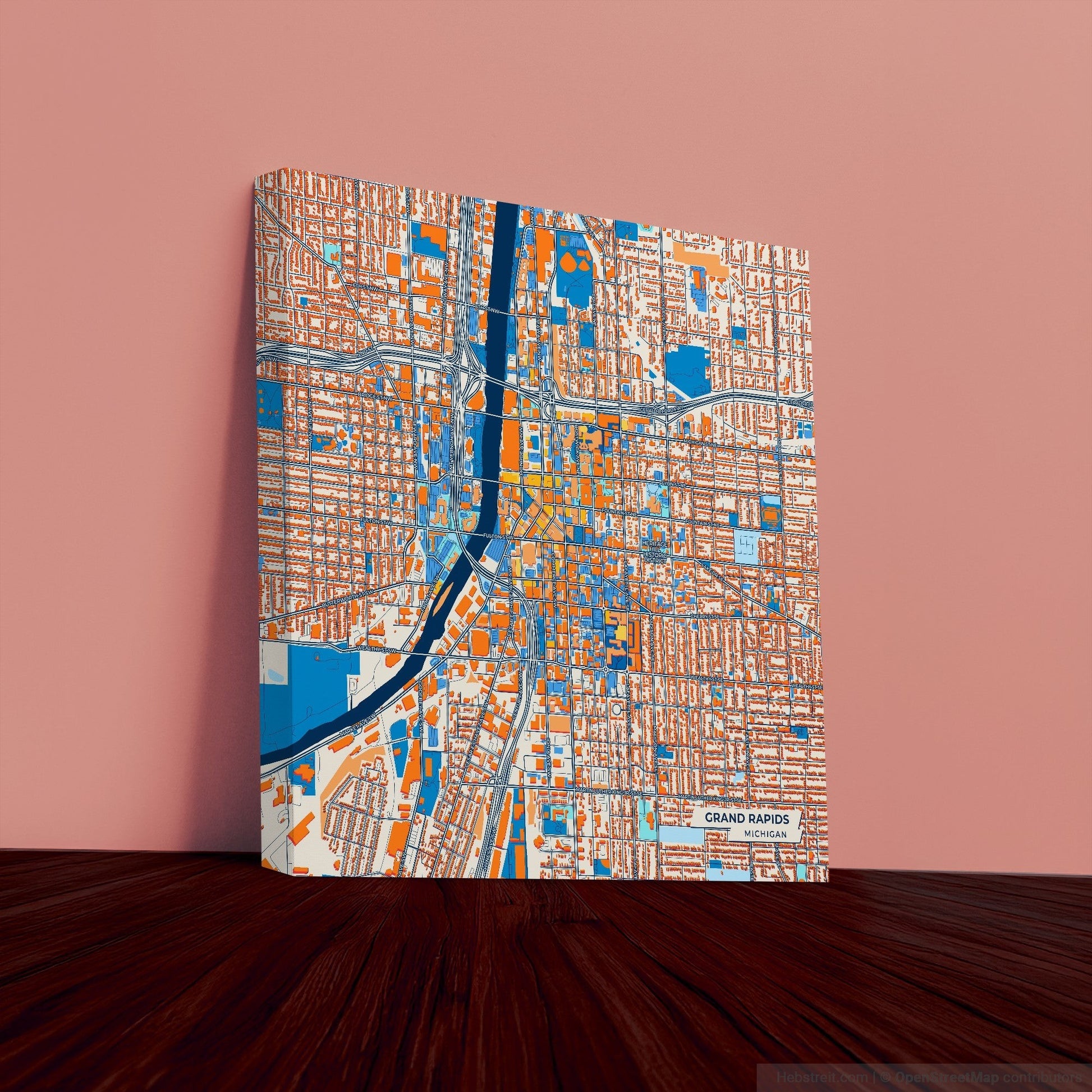 Grand Rapids Michigan Colorful City Map Canvas Print