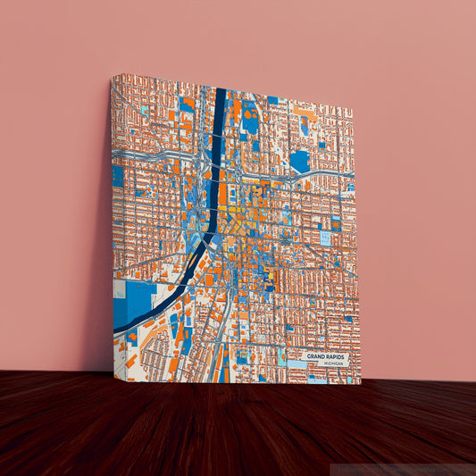 Grand Rapids Michigan Colorful City Map Canvas Print