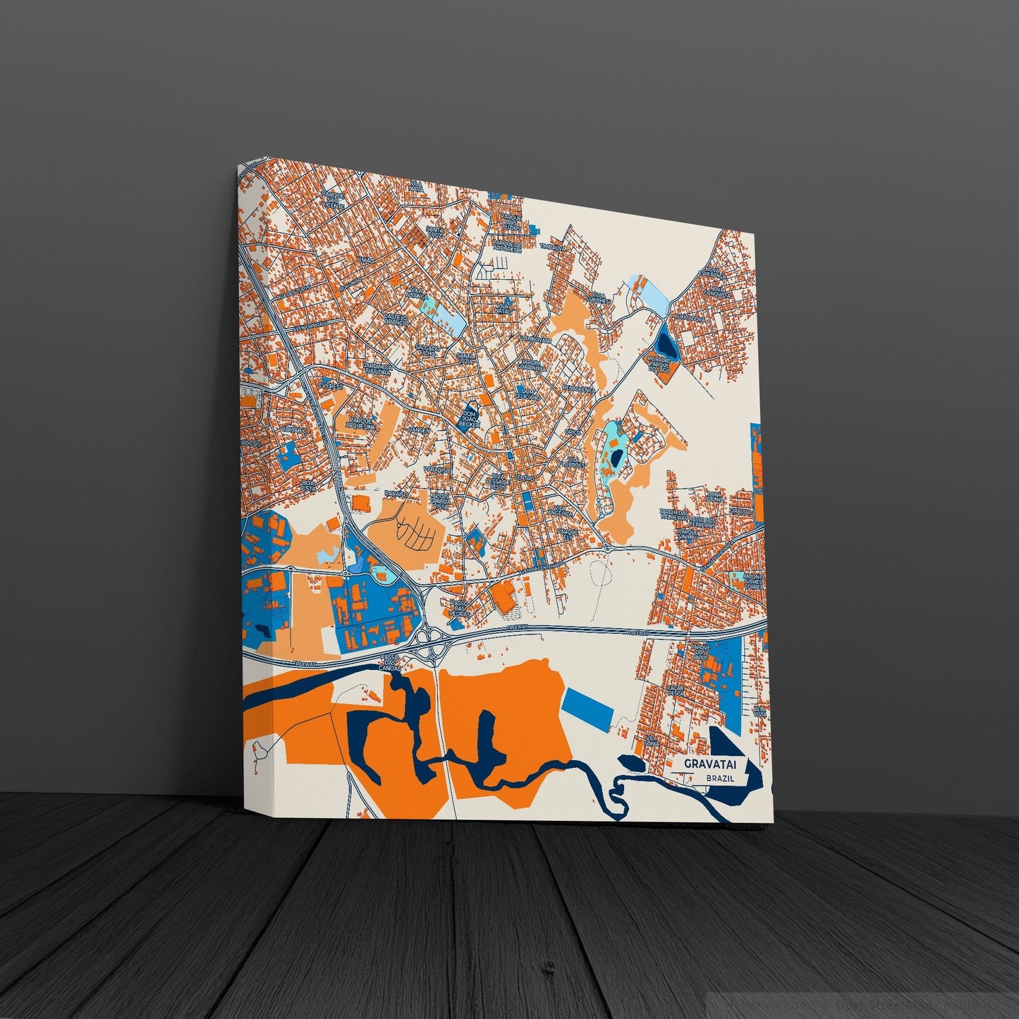 Gravatai Brazil Colorful City Map Canvas Print