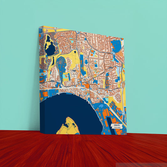 Grays England Colorful City Map Canvas Print