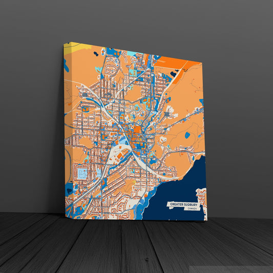 Greater Sudbury Canada Colorful City Map Canvas Print