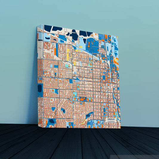 Greeley Colorado Colorful City Map Canvas Print