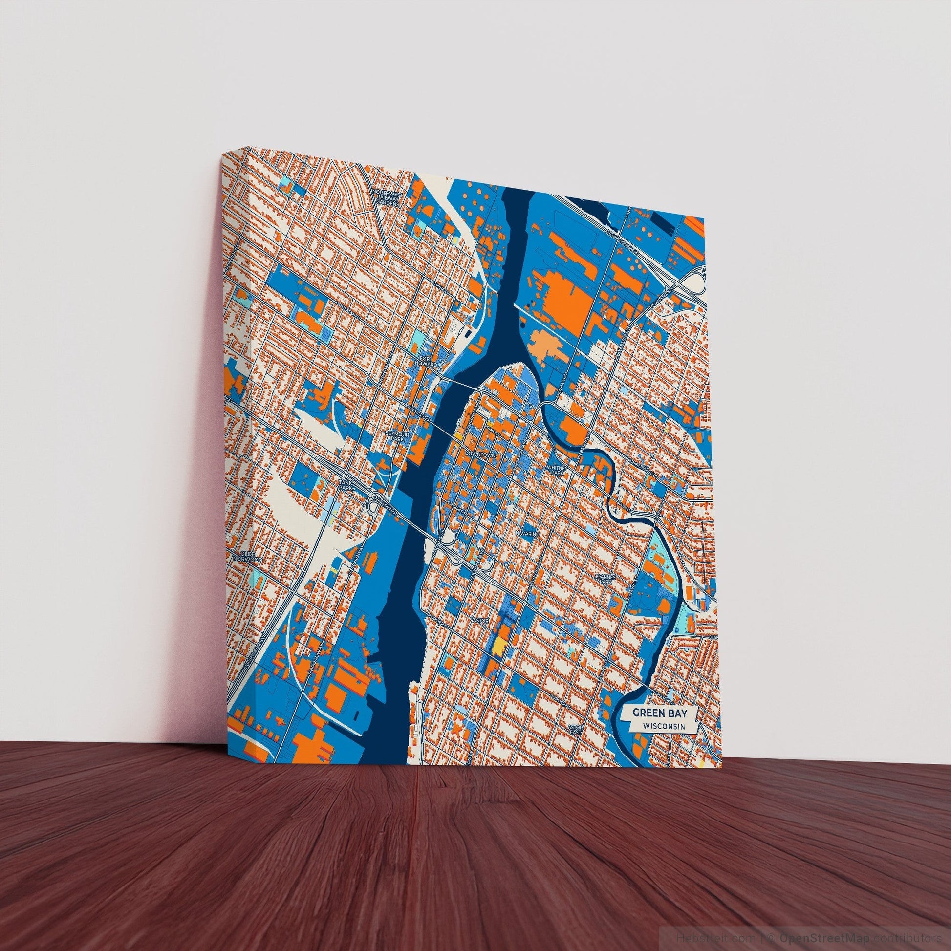 Green Bay Wisconsin Colorful City Map Canvas Print