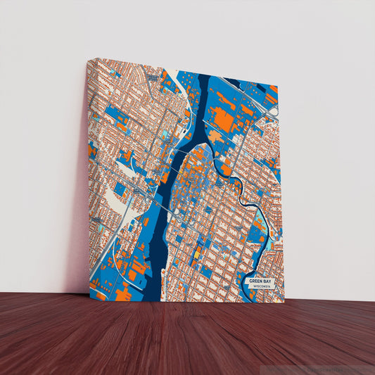 Green Bay Wisconsin Colorful City Map Canvas Print