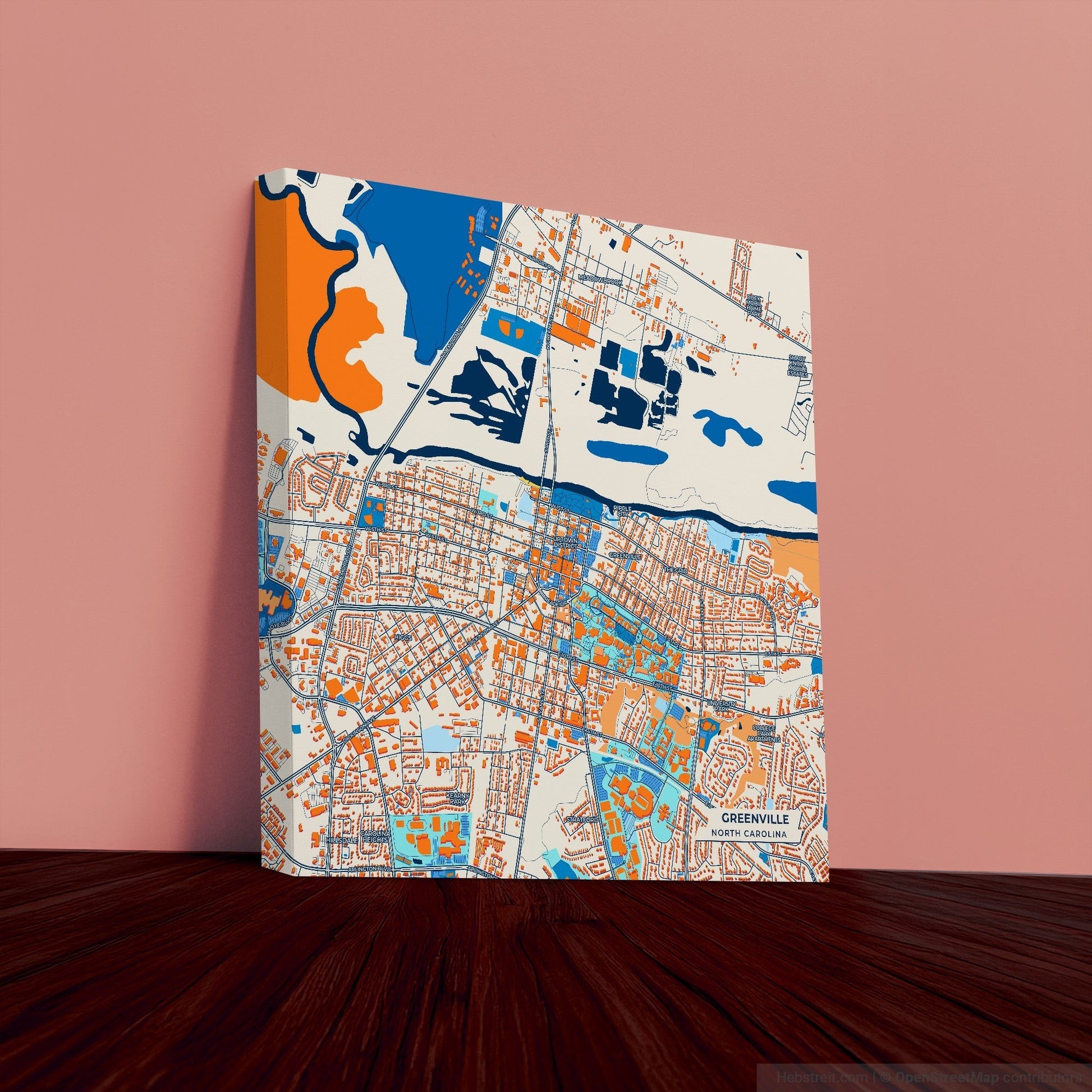 Greenville North Carolina Colorful City Map Canvas Print