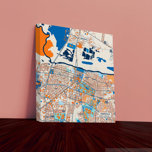 Greenville North Carolina Colorful City Map Canvas Print