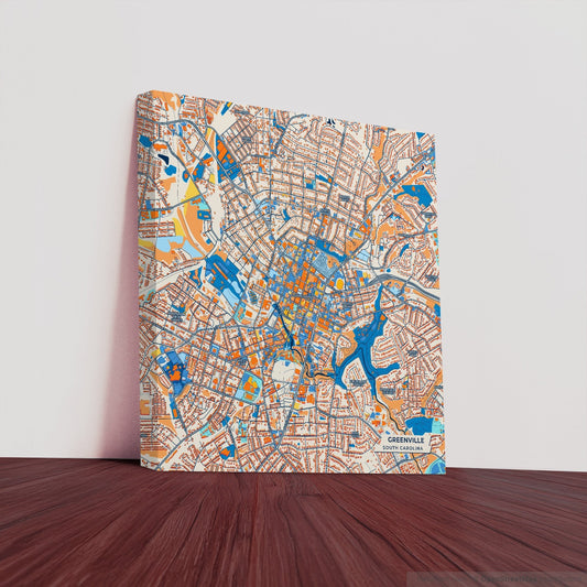 Greenville South Carolina Colorful City Map Canvas Print