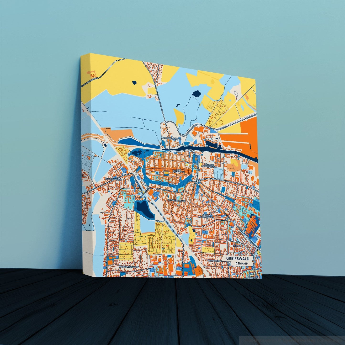 Greifswald Germany Colorful City Map Canvas Print
