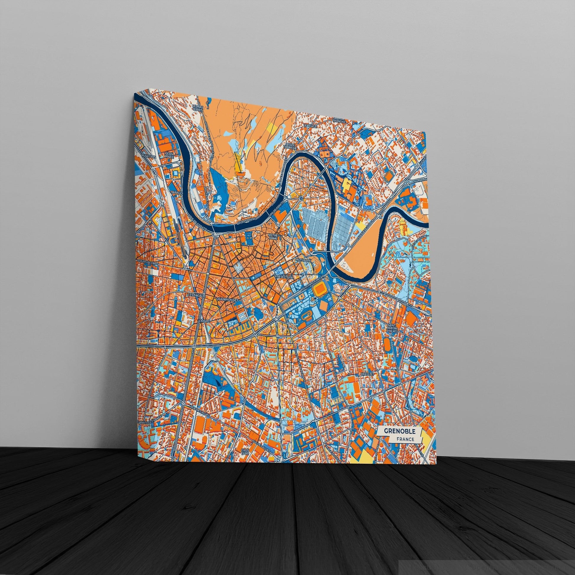 Grenoble France Colorful City Map Canvas Print