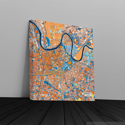 Grenoble France Colorful City Map Canvas Print