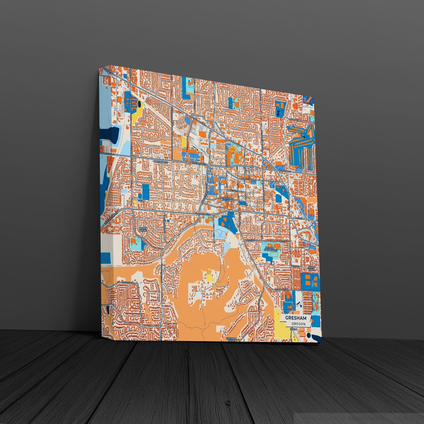 Gresham Oregon Colorful City Map Canvas Print
