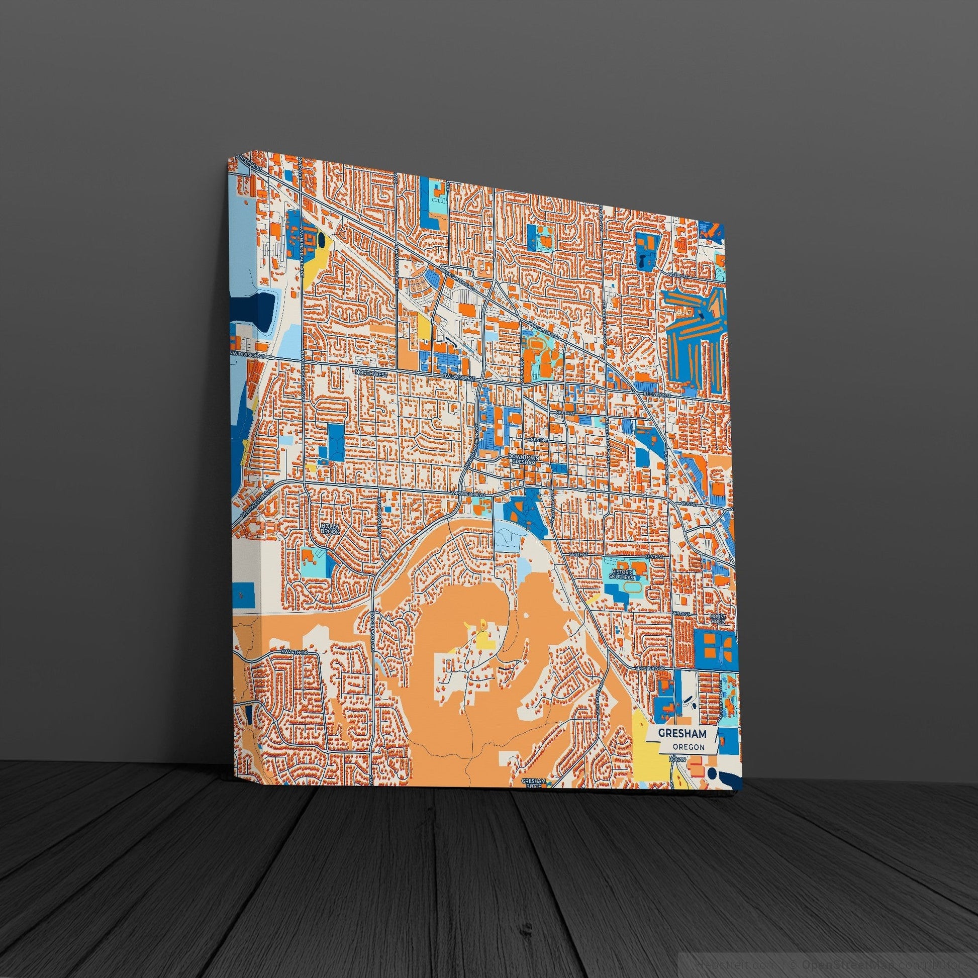 Gresham Oregon Colorful City Map Canvas Print