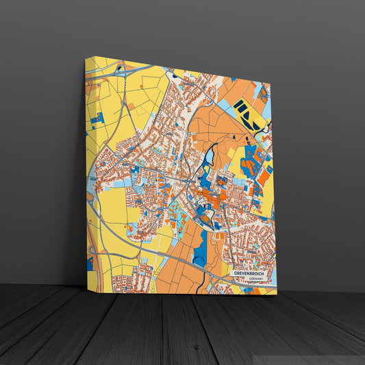 Grevenbroich Germany Colorful City Map Canvas Print