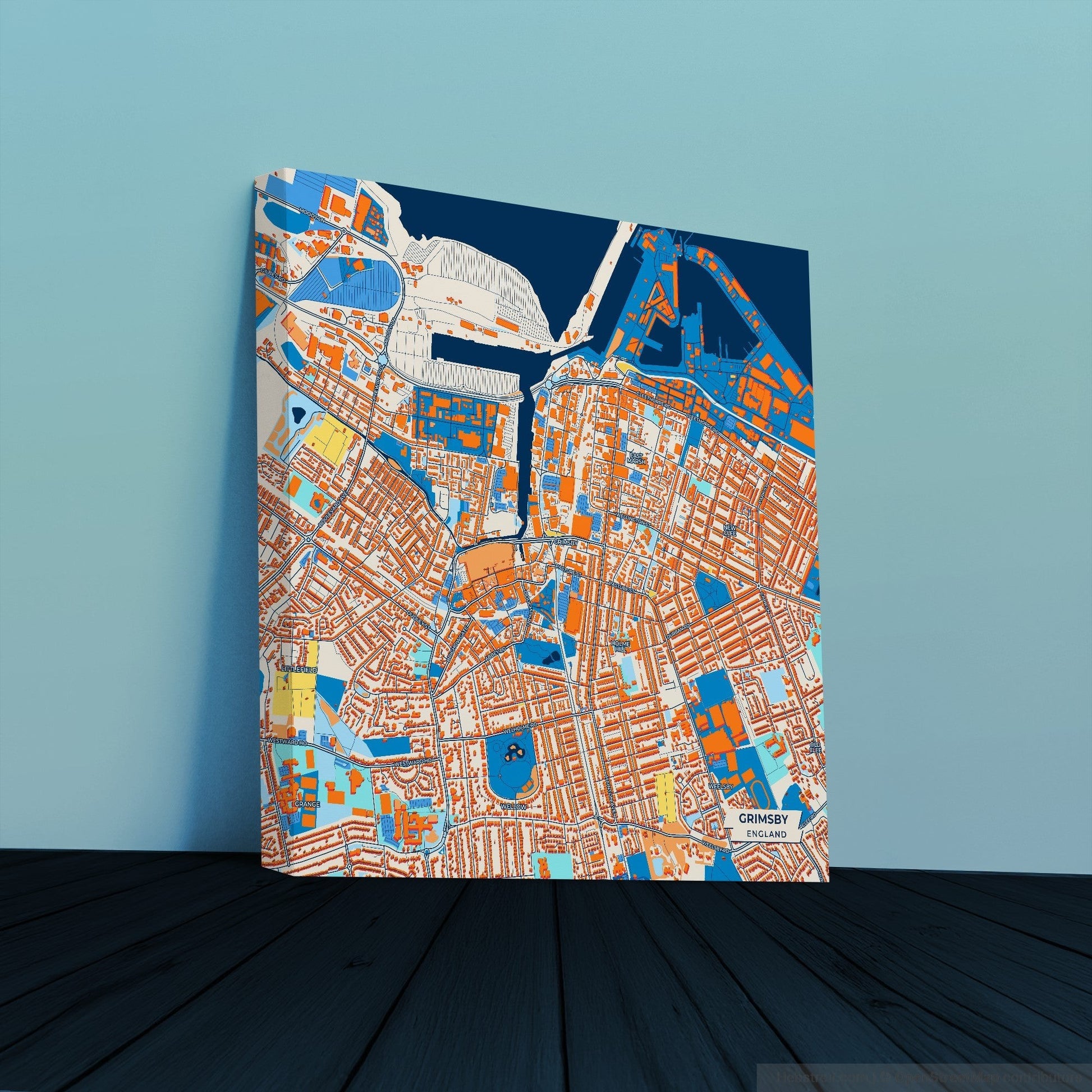 Grimsby England Colorful City Map Canvas Print