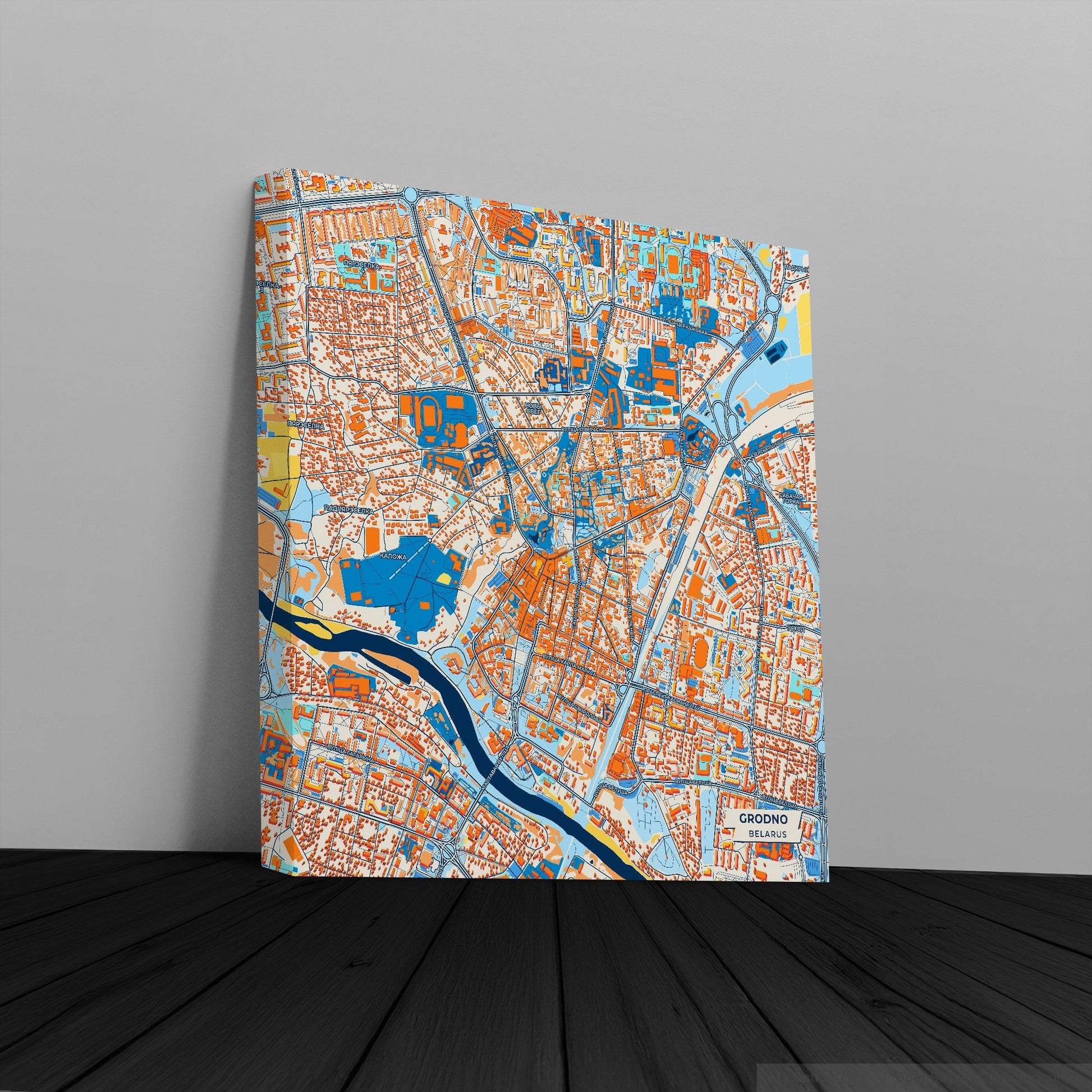 Гродна Belarus Colorful City Map Canvas Print